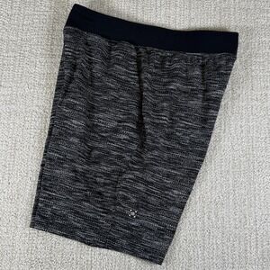 Lululemon Men's Medium THE Linerless 9" Black White Athletic Training Shorts